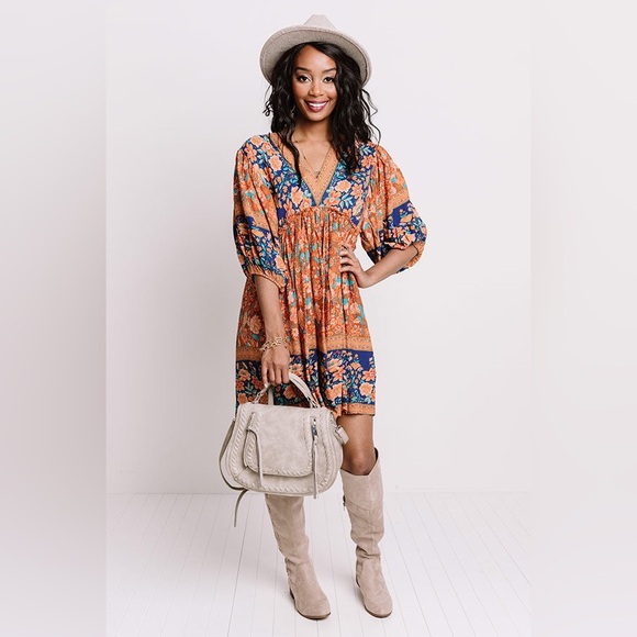 Mini Baby Doll in Rust Dress flower print | XL | NWT ! - Picture 5 of 13